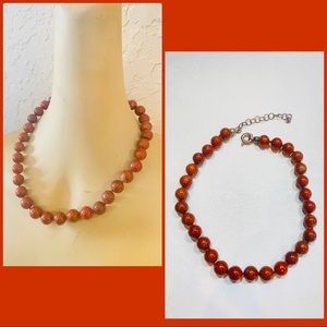 Whitney Kelly Red Jasper 12mm Beads Necklace 16”
